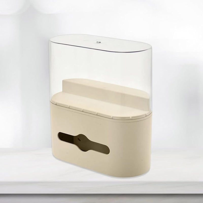 صندوق المناديل الحديث الكريمي مع تخزين مخفي وحامل جهاز التحكم عن بُعد لديكور غرفة المعيشة - Image 4